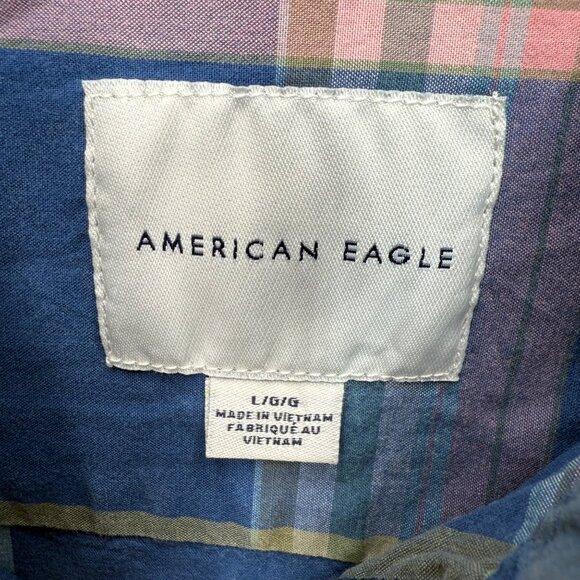 American Eagle Mens Size L Multicolor Plaid Button-Down Shirt Long Sleeve - Picture 3 of 8